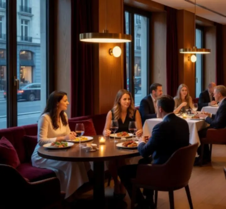 Hangulatos, modern belső tér a Buda Dining Hub éttermében