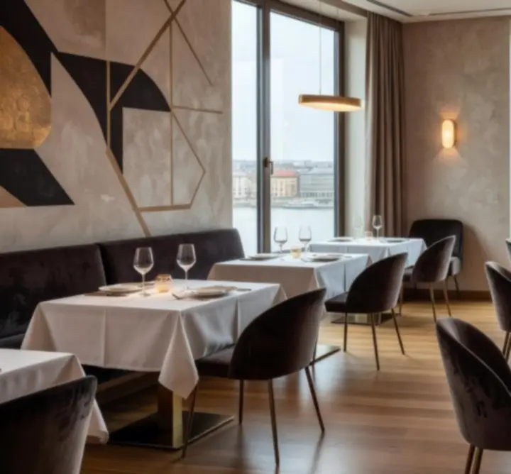 Elegáns budai éttermi enteriőr a Buda Dining Hubban