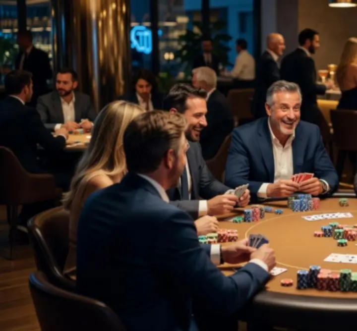 Pókerasztal akció közben a Buda Dining Hub Poker Lounge-ban